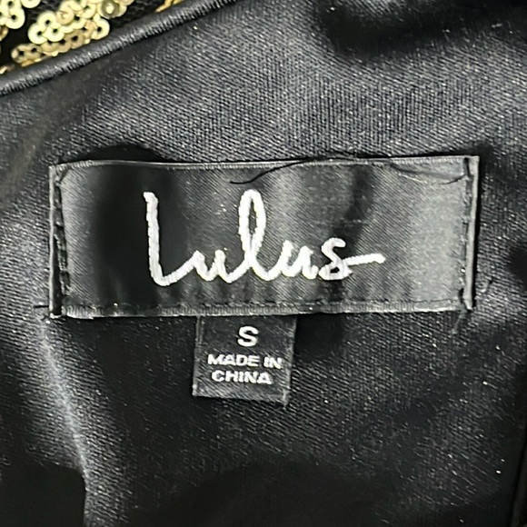 LULU’S Royal Flush Black and Gold Sequin Bodycon Dress Size M - Picture 8 of 9